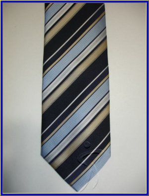 NEW BERGAMO HANKY CUFFLINK TIE SET BLUE STRIPES DESIGNE
