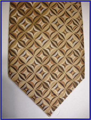 NEW BERGAMO HANKY CUFFLINK TIE SET BROWN CIRCLES WOVEN