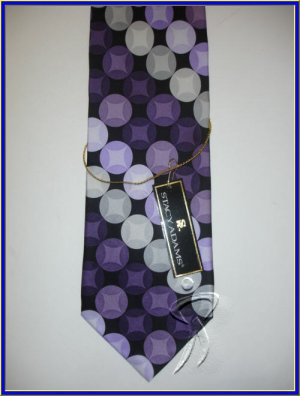 NEW STACY ADAMS SILK NECK TIE CIRCLES POLKA DOTS PURPLE