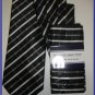 NEW GIORGIO BRUTINI W/ HANKY TIE BLACK WHITE STRIPES