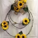 Sunflower/Burlap Barbed-Wire Wreath