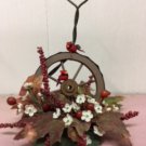 Wagon-wheel shelf-sitter with Cardinals