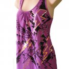 MORBID THREADS HOT TOPIC Purple FOIL Skull BOLT PUNK TUNIC Tank Tee L