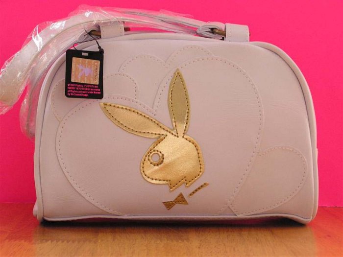 WHITE Gold PLAYBOY Bunny GIRLS NEXT DOOR DUFFLE Bowler ...