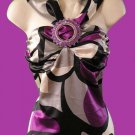 SILVER Purple SATIN MAXI JEWELED COCKTAIL Formal HOMECOMING Halter DRESS Small