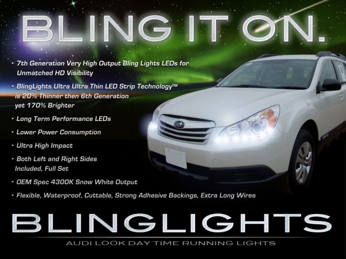 Subaru Outback LED DRL Head Light Strips Day Time Running Lamps