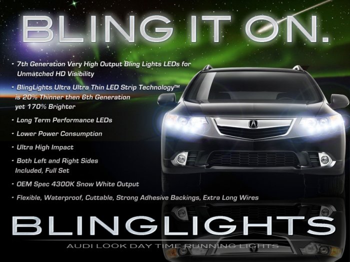 Acura TSX LED DRL Head Light Strips Day Time Running Lamp Kit