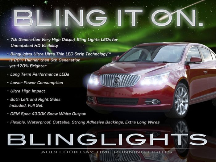 Buick LaCrosse LED DRL Light Strips for Headlamps Headlights Head Lights Day Time Running Lamps