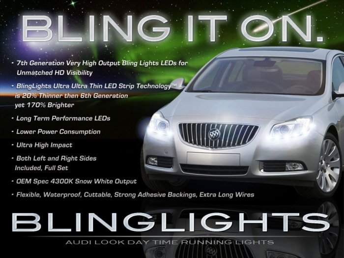 Buick Regal LED DRL Head Light Strips Day Time Running Lamp Kit