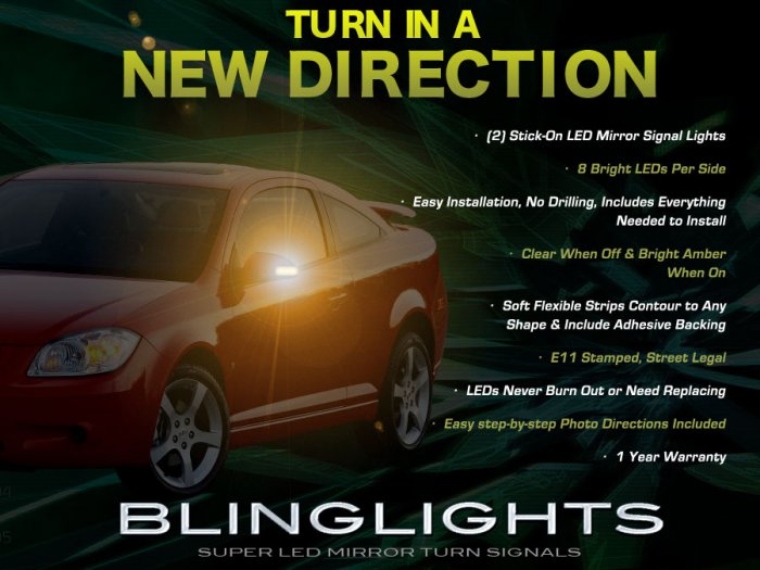 2005 2006 2007 2008 2009 2010 Pontiac G5 Side Mirror LED Turnsignals