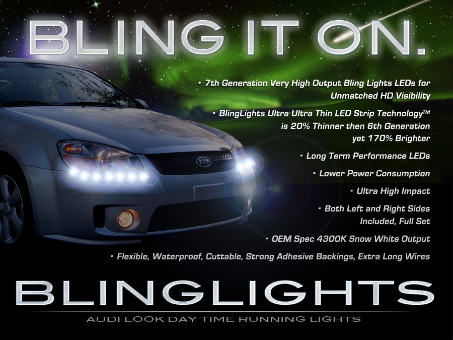 Kia Spectra Spectra5 LED DRL Strip Lights for Head Lamps Headlamps Headlights LEDs DRLs Strips