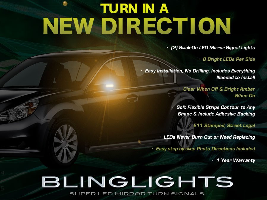 Subaru Legacy LED Side Mirrors Turnsignals Lights Accents Turn Signals Lamps Blinkers Signalers