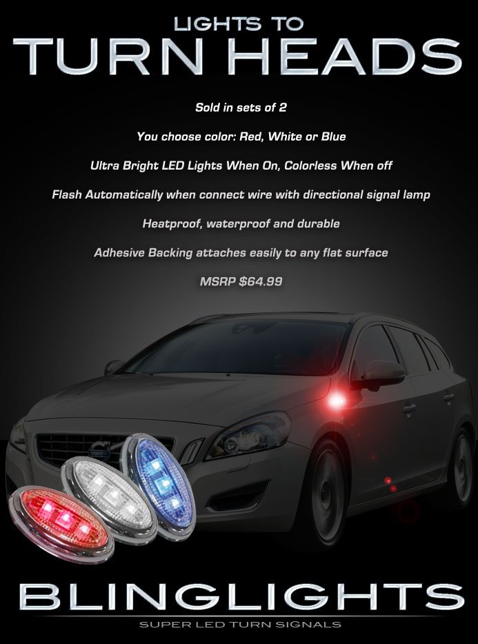 Volvo V60 LED Side Markers Turnsignals Lights Accents Turn Signals Lamps LEDs Signalers Set