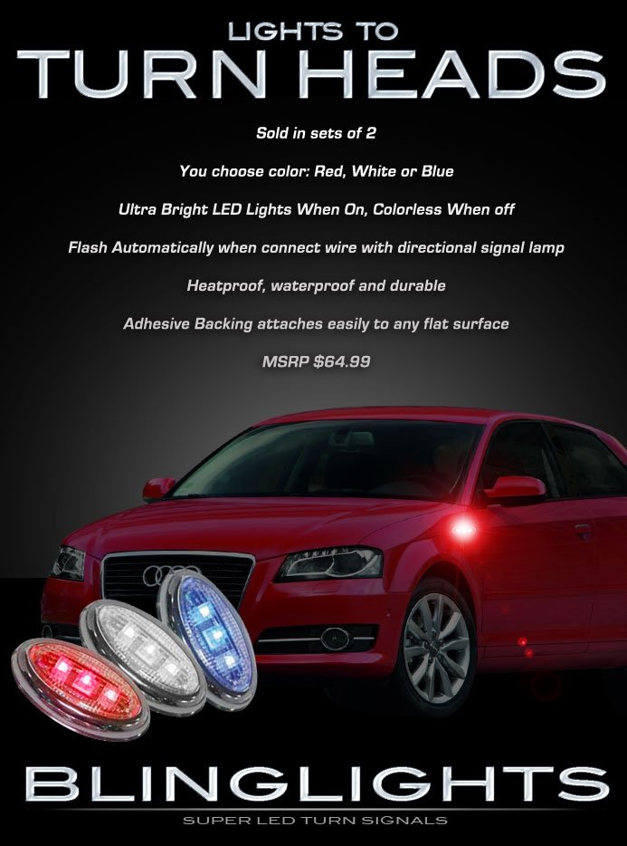 Audi A3 Side LED Marker Turnsignal Lights Accent Turn Signal Lamps