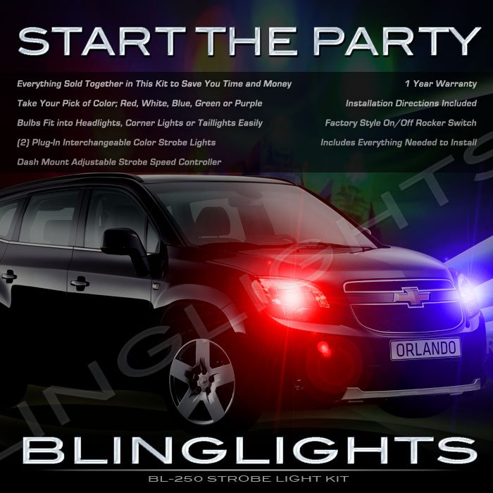 Chevrolet Chevy Orlando Strobe Police Light Kit for Headlamps Headlights Head Lamps Lights Strobes