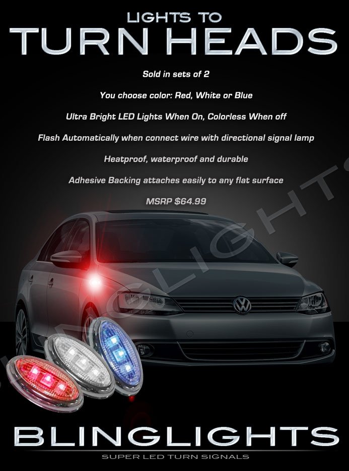 Volkswagen VW Jetta LED Side Marker Turnsignal Lights Accent Turn Signal Lamps Signalers Markers