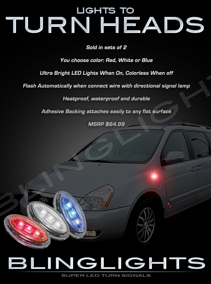 Kia Sedona LED Side Marker Turnsignals Lights Accent Turn Signals Lamps Markers Signalers Accents