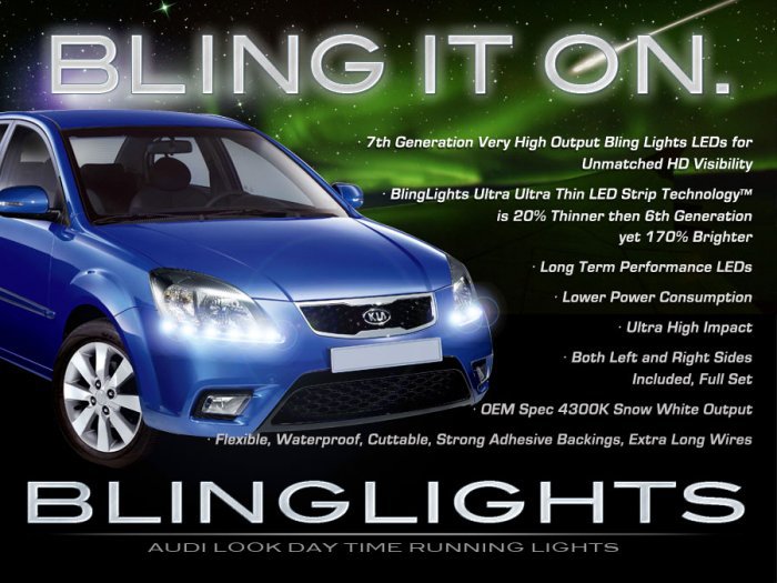 Kia New Morning LED DRL Light Strips Headlamps Headlights Head Lamps Day Time Running Lights
