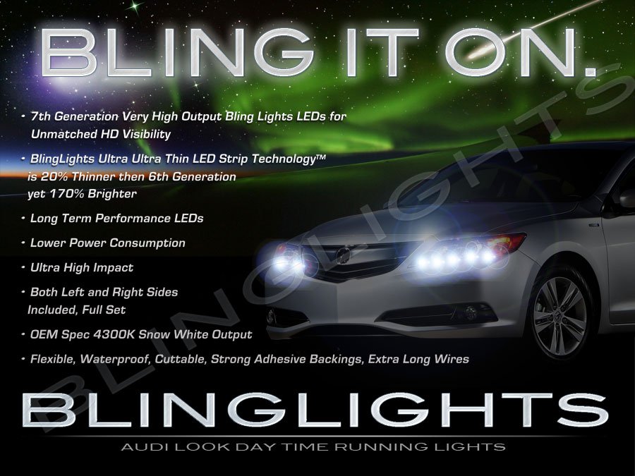 Acura ILX LED DRL Light Strips for Headlamps Headlights Head Lights Day Time Running Lamps