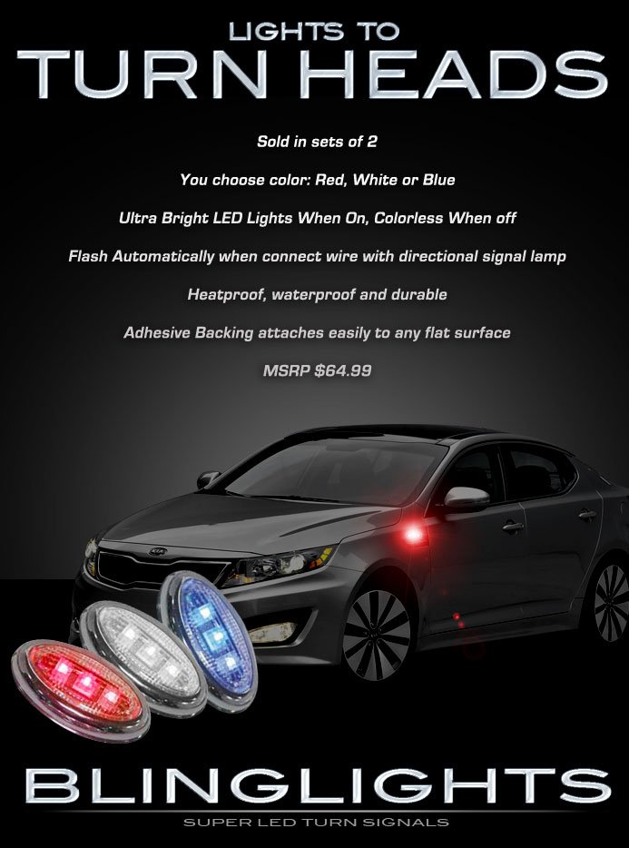 Kia Optima LED Side Turn Signals Lights Signalers Lamps Accents K5