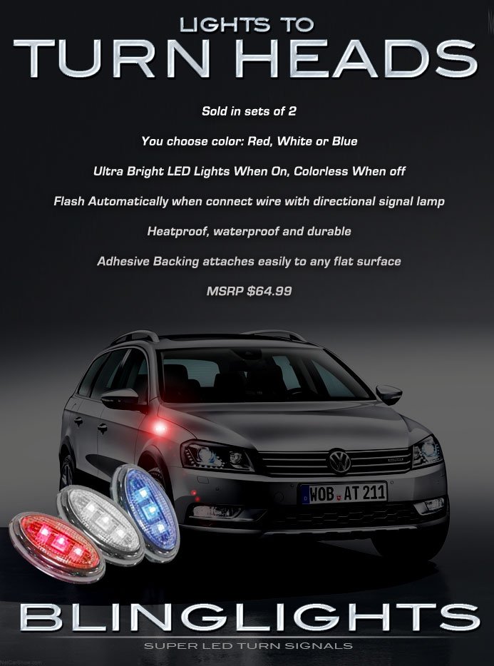 VW Passat Alltrack Flushmount LED Side Turnsignal Lights Accent Volkswagen Marker Blinker Lamp Kit