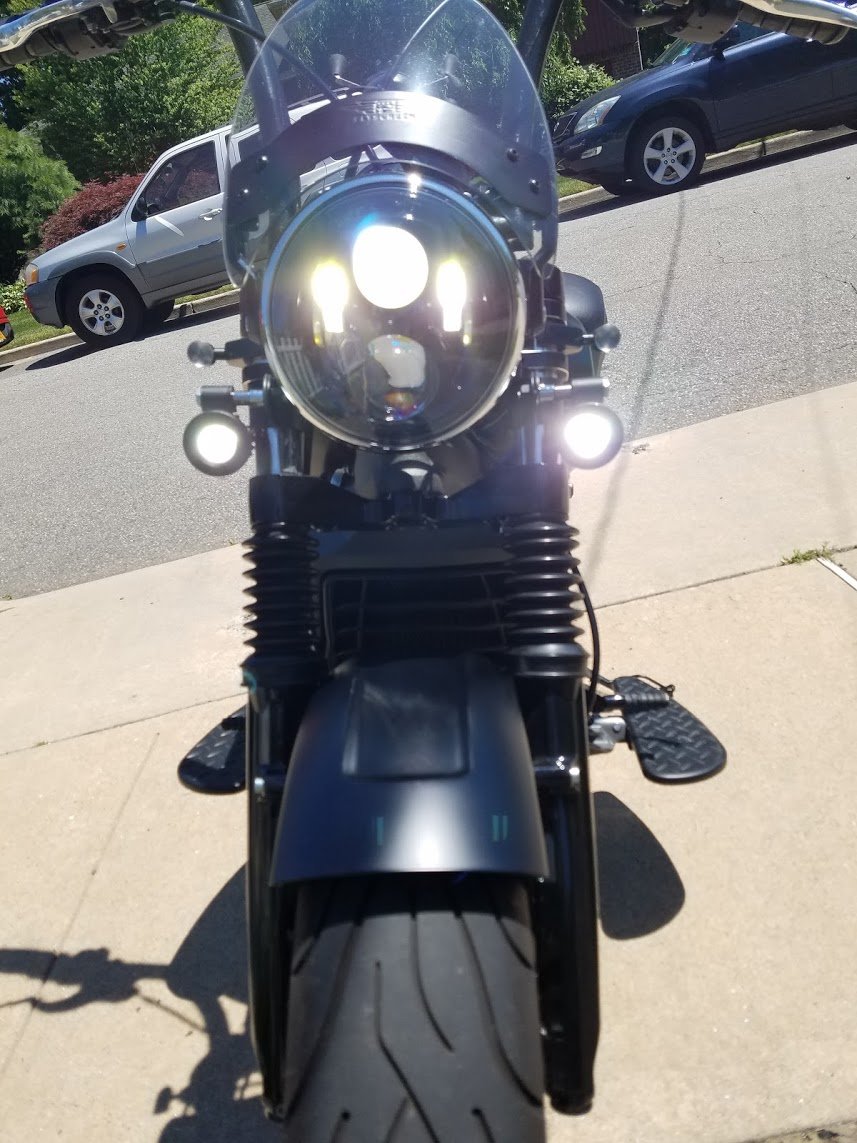 Indian Scout 6000K LED Auxiliary Lights Kit With Custom Lamp Halo Bezels