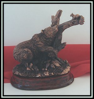 Bronzed Bear & Squirrel Sculpture