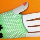 #SHGLOVE-07: Short Lime Green Fishnet Glove with Rose & Pearl Trim