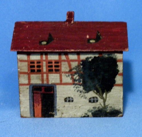 Antique German Erzgebirge Handcrafted Wood Village House Pale Green ...