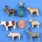 Antique German Erzgebirge Putz Miniature Carved Wood Farm Animal Scene Woman Dog Christmas