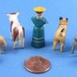 Antique German Erzgebirge Putz Miniature Carved Wood Farm Animal Scene Woman Dog Christmas