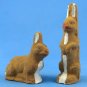Vintage German Easter Miniature Rabbit Pair Handcrafted Folk Art Christmas Putz 1930-50