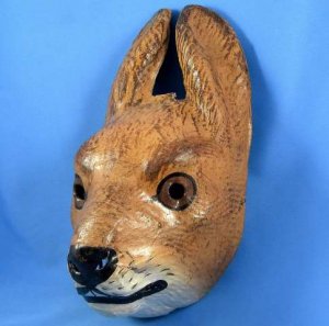 Antique German Easter Rabbit Hare Mask Paper Cardboard Rarity Halloween Carnival Display