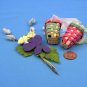Vintage German Easter Rabbit Candy Container Parts Sebnitz Flower Bouquet Small Wood Baskets