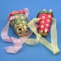 Vintage German Easter Rabbit Candy Container Parts Sebnitz Flower Bouquet Small Wood Baskets