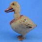 Antique Easter Duck Nodder Wool Flocked Mache Wood Glass Eyes Metal Feet Functioning