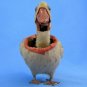 Antique Easter Duck Nodder Wool Flocked Mache Wood Glass Eyes Metal Feet Functioning