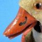 Antique Easter Duck Nodder Wool Flocked Mache Wood Glass Eyes Metal Feet Functioning