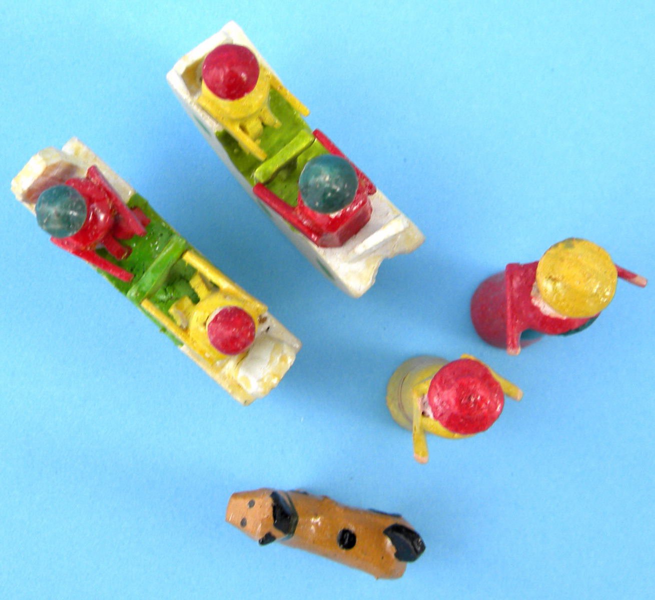 Antique German Erzgebirge Miniature Wood Teeter Totter Set Original Box