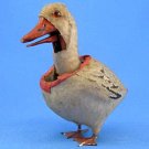 Antique Easter Duck Nodder Wool Flocked Mache Wood Glass Eyes Metal Feet Functioning