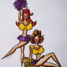 Tittle ~ The Hunnie Laker Girls ~ Original Artwork ink pencil sketch by Sylvia Lizaraga