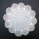 Vintage White Linen Doily Crochet Trim 11 1/2"