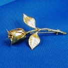 Vintage Goldtone Long Stem Rose Pin