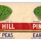 Pine Hill Early Peas Vintage Vegetable Can Label Meyersdale PA