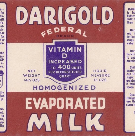 Darigold Evaporated Milk Vintage Can Label Seattle WA