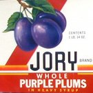 Jory Purple Plums Can label Willamette Valley OR United Growers