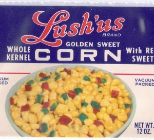 Lush'us Corn Vegetable Can label Chicago IL