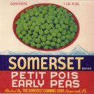 Somerset Early Peas Vegetable Can Label Somerset PA