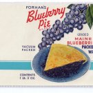 Forhan Blueberry Pie Blueberry Can Label Portland Maine