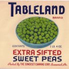 Tableland Sweet Peas Vintage Can Label Somerset PA 1 lb 4 oz
